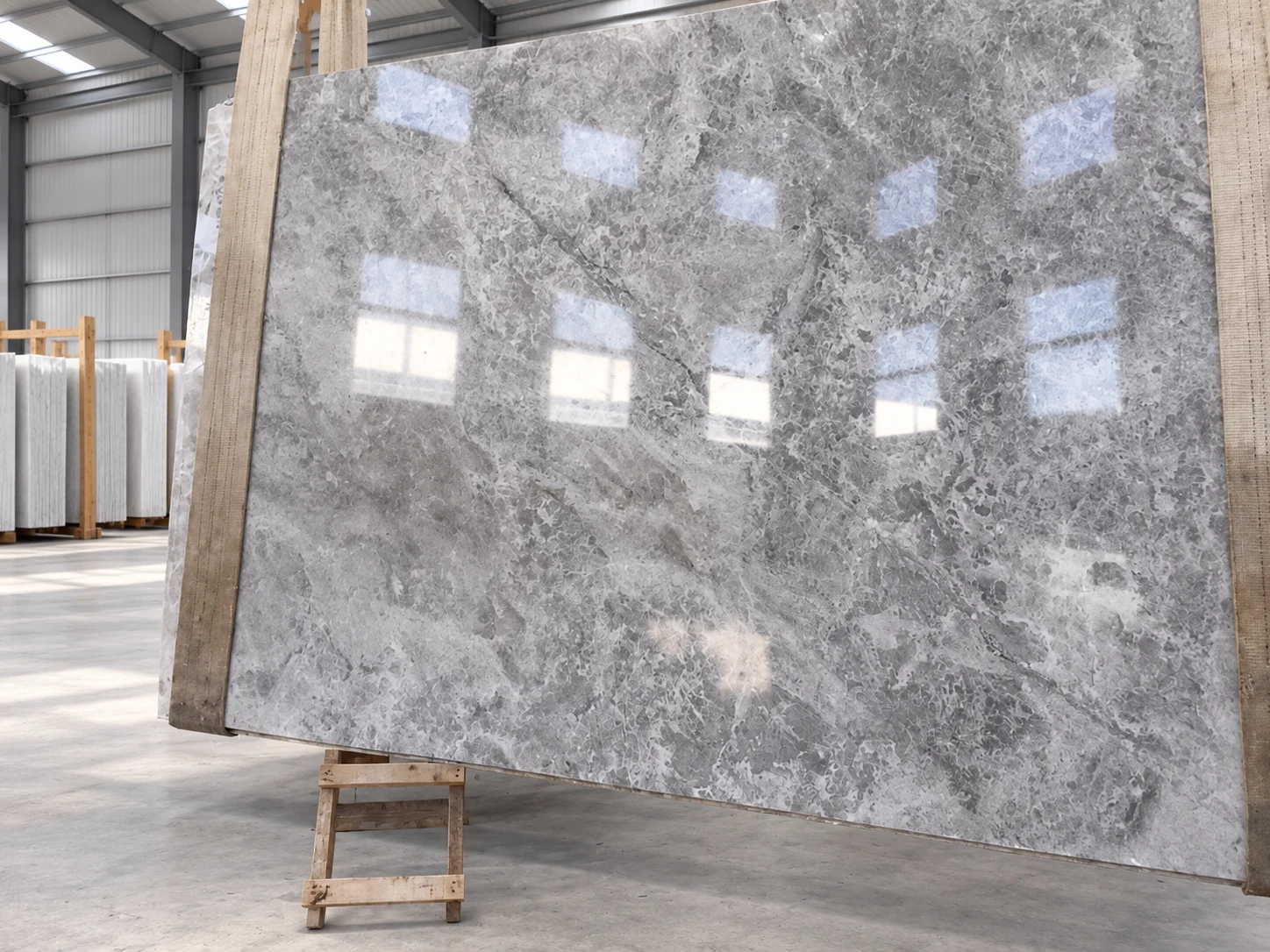 Tundra Grey marble polished slab surface